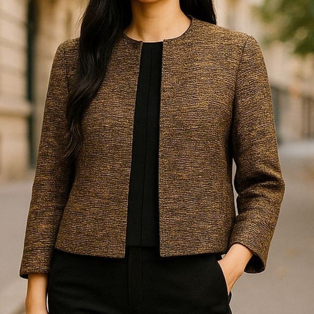 Vintage Gap Black and Gold/Orange Boucle Military Look 3/4 Sleeve Blazer size Sm